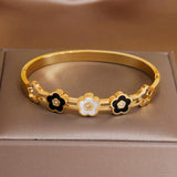 Stainless Steel Flower Charm Bracelet for Women