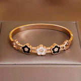 Stainless Steel Flower Charm Bracelet for Women
