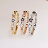 Stainless Steel Flower Charm Bracelet for Women