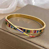 Colorful Zirconia Stainless Steel Bracelet Bangle Y2k