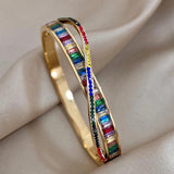 Colorful Zirconia Stainless Steel Bracelet Bangle Y2k