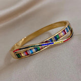Colorful Zirconia Stainless Steel Bracelet Bangle Y2k