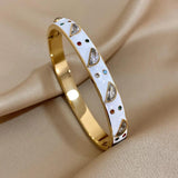 Colorful Enamel Stainless Steel Bracelet Charm Gold-plated Bangles