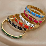Colorful Enamel Stainless Steel Bracelet Charm Gold-plated Bangles