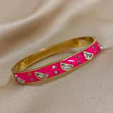 Colorful Enamel Stainless Steel Bracelet Charm Gold-plated Bangles