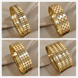 Zircon Inlaid Stainless Steel Chunky Cuff Bracelet