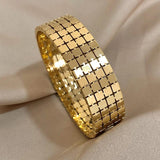 Zircon Inlaid Stainless Steel Chunky Cuff Bracelet
