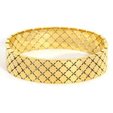 Zircon Inlaid Stainless Steel Chunky Cuff Bracelet
