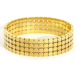Zircon Inlaid Stainless Steel Chunky Cuff Bracelet
