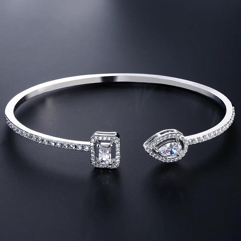 Micro Pave Zirconia Crystal Cuff Bracelet Bangle for Women