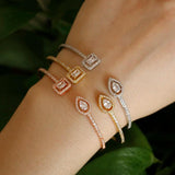Micro Pave Zirconia Crystal Cuff Bracelet Bangle for Women