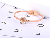 CZ Crystal Tree Charm Cuff Bangle Rhinestone Stainless Steel Bracelet