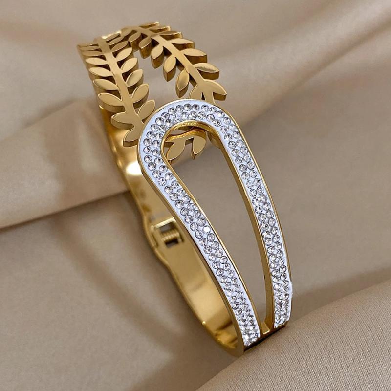 Charm Hollow Leaved Bangle Bracelet for Women