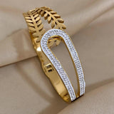 Charm Hollow Leaved Bangle Bracelet for Women