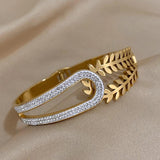 Charm Hollow Leaved Bangle Bracelet for Women