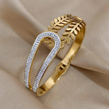 Charm Hollow Leaved Bangle Bracelet for Women