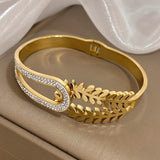 Charm Hollow Leaved Bangle Bracelet for Women
