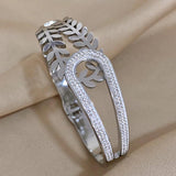 Charm Hollow Leaved Bangle Bracelet for Women