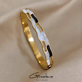 Stainless Steel Rhinestone Charm Bracelet Bangle