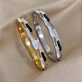 Stainless Steel Rhinestone Charm Bracelet Bangle