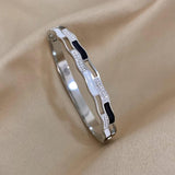 Stainless Steel Rhinestone Charm Bracelet Bangle