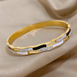 Stainless Steel Rhinestone Charm Bracelet Bangle