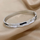 Stainless Steel Rhinestone Charm Bracelet Bangle