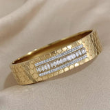 Polygonal Charm Wide Bangle Zircon Rhinestone Bracelet for Women