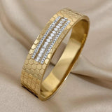 Polygonal Charm Wide Bangle Zircon Rhinestone Bracelet for Women