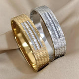 Polygonal Charm Wide Bangle Zircon Rhinestone Bracelet for Women