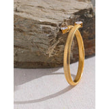 Stainless Steel Heart CZ Open Texture Bangle 18K Jewelry