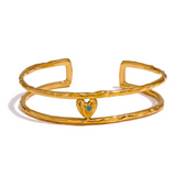 Minimalist Double Layer Heart Cuff Bracelet Bangle