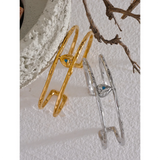 Minimalist Double Layer Heart Cuff Bracelet Bangle