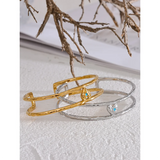 Minimalist Double Layer Heart Cuff Bracelet Bangle