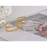 Minimalist Double Layer Heart Cuff Bracelet Bangle