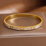 Stainless Steel Shell Charm Bracelet for Women Crystal Bracelets