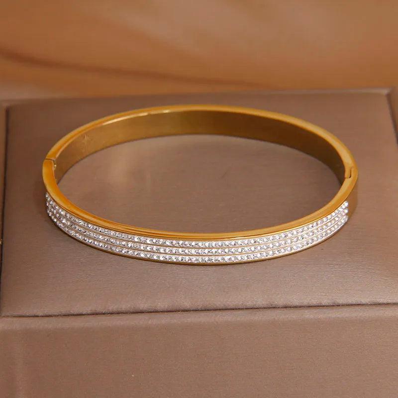 Stainless Steel Zirconia Charm Bracelet - Crystal Wrist Jewelry Gift