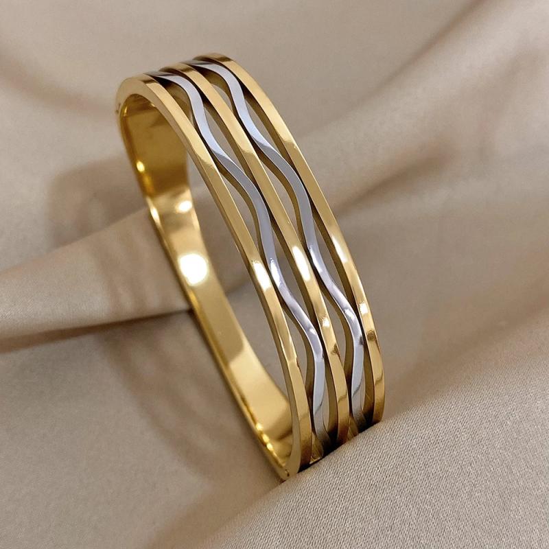 Charm Strand Stainless Steel Bangle Bracelet for Women