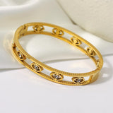 CZ Evil Eye Bangle Bracelet Stainless Steel Waterproof Jewelry