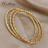 3pcs Minimalist Twisted Bracelet Bangle Women Stainless Steel Wrist Jewelry