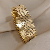 Chunky Charm Wide Stainless Steel Bangles for Men and Women
