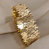 Chunky Charm Wide Stainless Steel Bangles for Men and Women