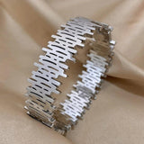 Chunky Charm Wide Stainless Steel Bangles for Men and Women