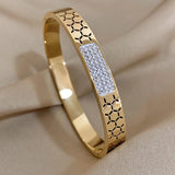 Zircon Inlaid Thin Bangle Bracelet for Women