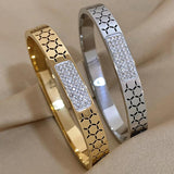 Zircon Inlaid Thin Bangle Bracelet for Women