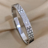 Zircon Inlaid Thin Bangle Bracelet for Women