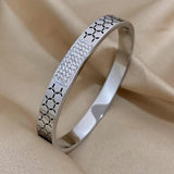 Zircon Inlaid Thin Bangle Bracelet for Women