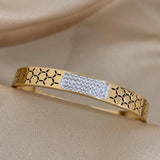 Zircon Inlaid Thin Bangle Bracelet for Women