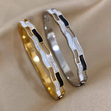 Wave Ripples Stainless Steel Bracelet Enamel Rhinestones Charm Plated Jewelry