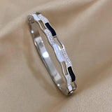 Wave Ripples Stainless Steel Bracelet Enamel Rhinestones Charm Plated Jewelry